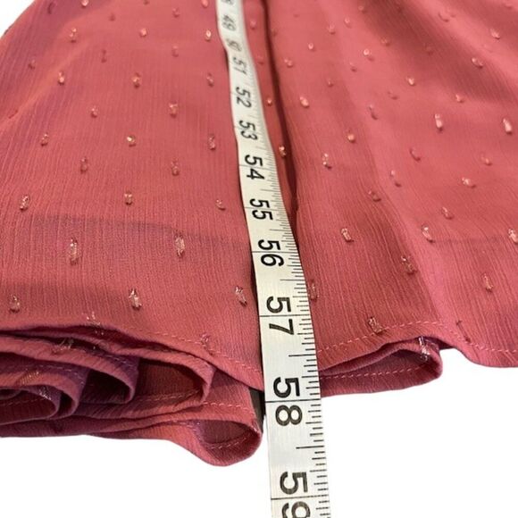 LDT Peplum Waist Gown Deep Rose Pink Chiffon with Metallic Bling Zip Back Size 8 - Picture 13 of 13